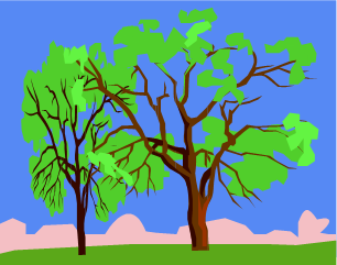 Painting of a vibrant tree with lush green leaves, showcasing detailed branches and a serene natural background.