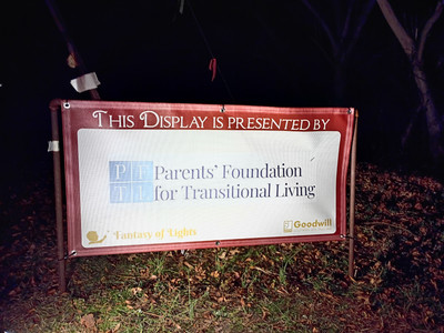 Our Parents’ Foundation sponsorship sign is glowing bright at the Bear Toss Lights! So grateful to b