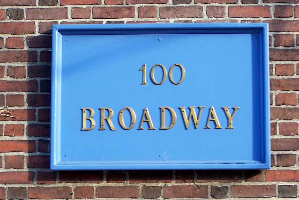100 Broadway Sign outside of PFTL