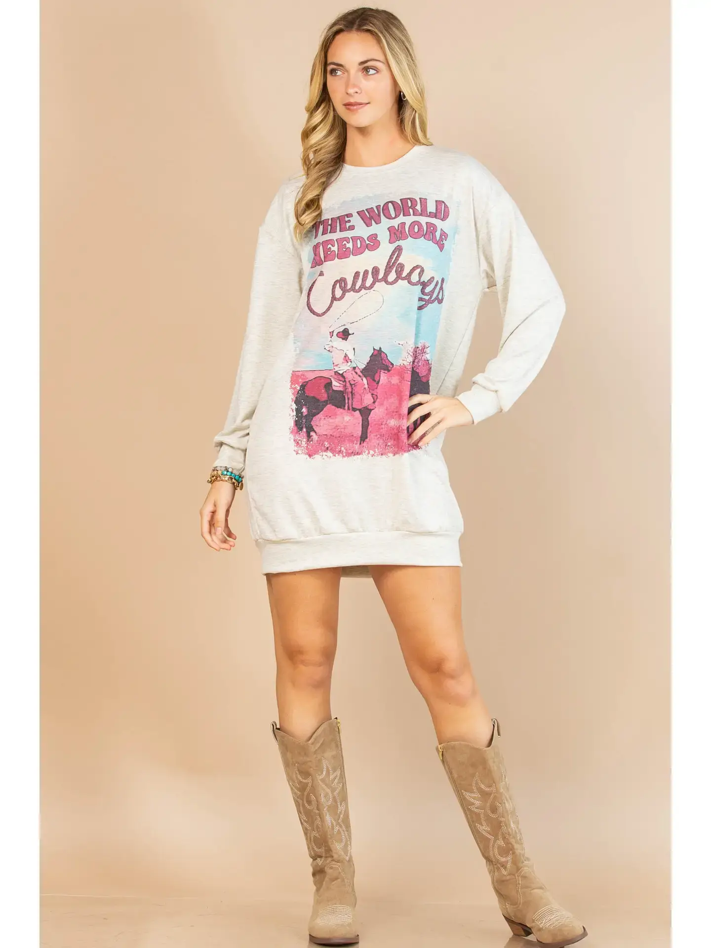 Western Graphic Sweatshirt Dress
