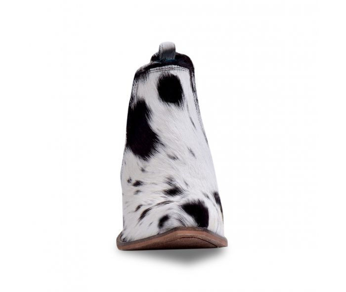 Thumbnail: Sunset Bloom Split-top Hair-on Hide Boots in Black & White Myraboots