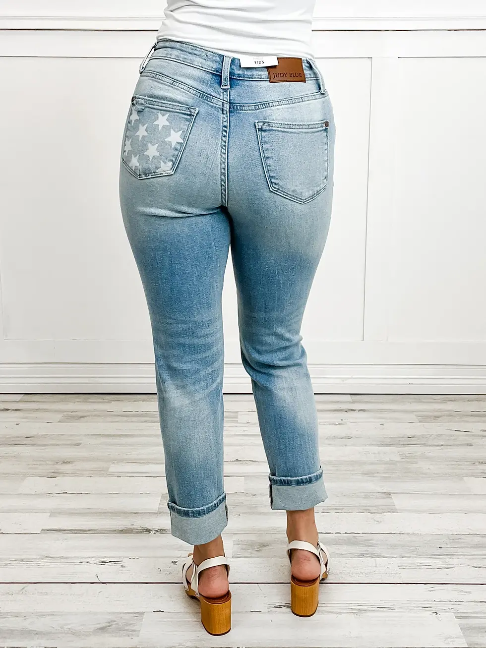 Thumbnail: Judy Blue Mid Rise Americana Flag capris