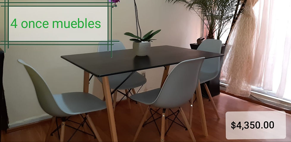 Miniatura: Comedor Eames rectangular con 4 sillas Eames