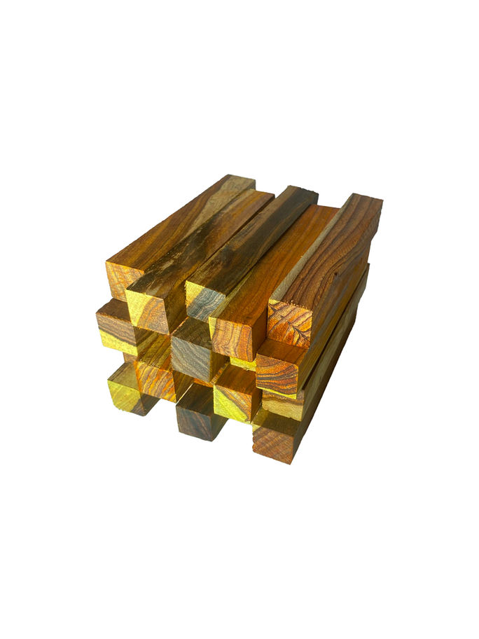 Stacked highly figured lumber blocks of hardwood, Diamond Tropical Hardwoods for sale.