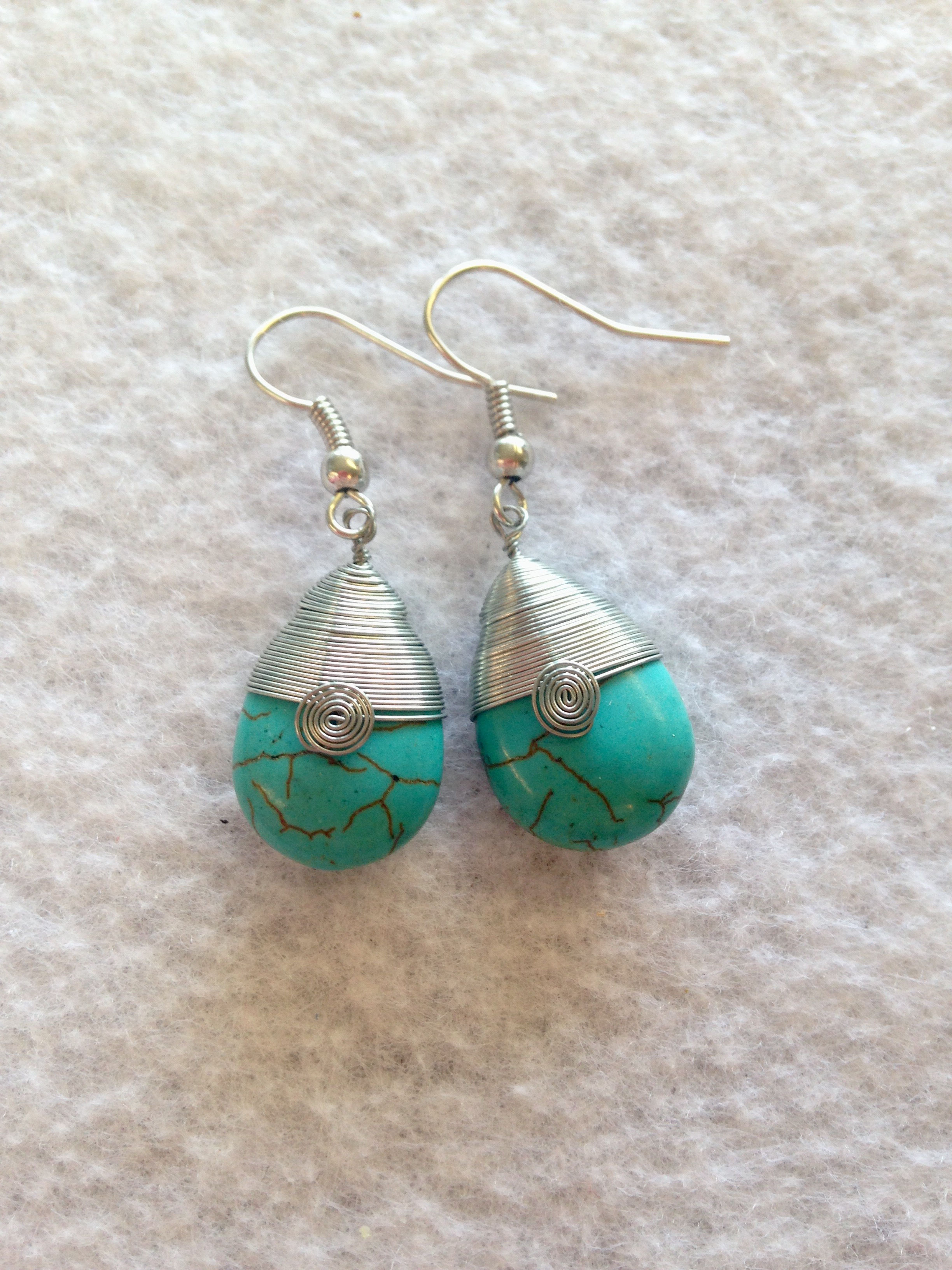 Teardrop with Silver Swirl Earrings