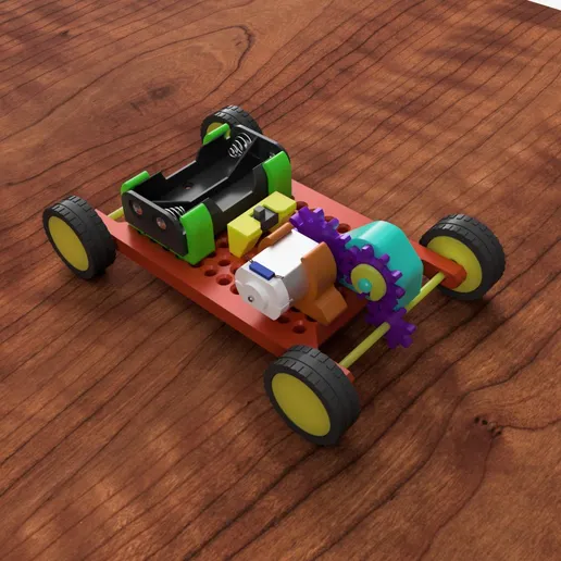 Stem KIT with electronics es un vehículo motorizado sencillo imprimible en 3D FDM con funcionamiento por baterías AA muy sencillo y fácil de armar.