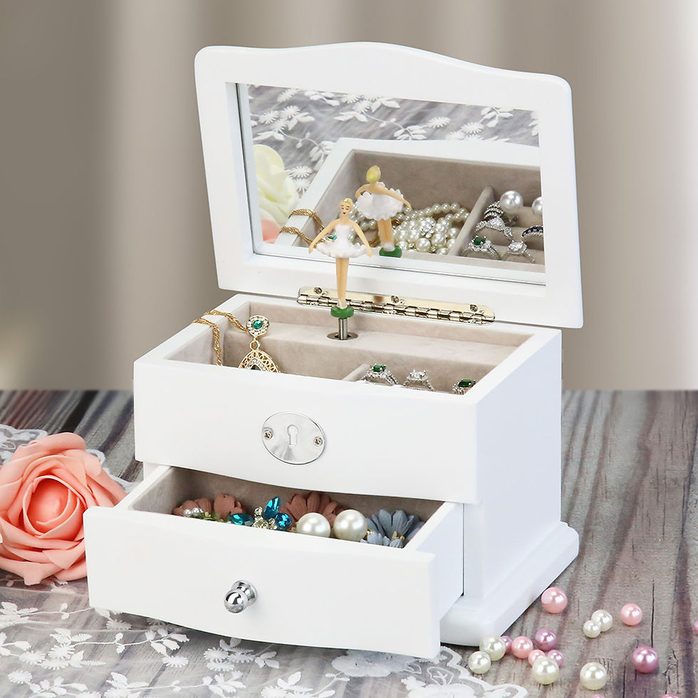 Thumbnail: BEAUDORA Ballerina Music Jewelry Box Wooden Storage Case