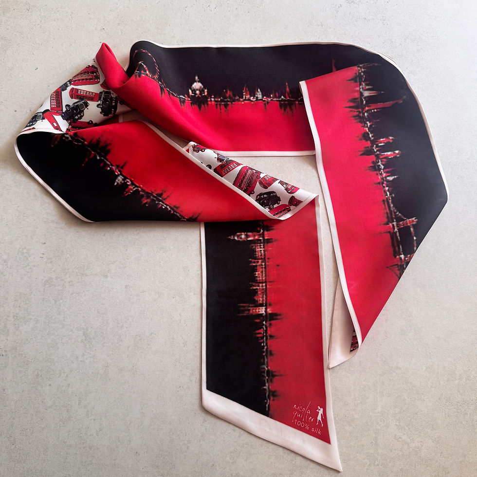 Thumbnail: Reversible London Scarf. 100% Silk