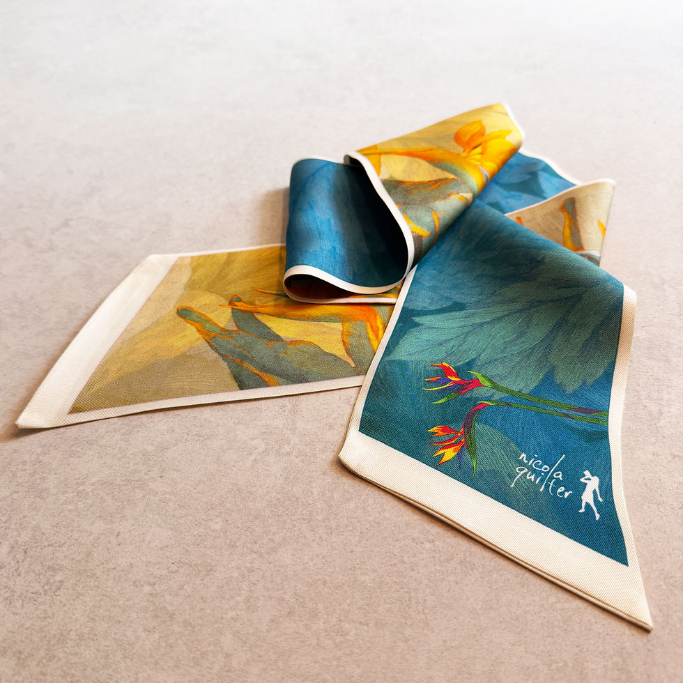 Thumbnail: Reversible Paradise Scarf 100% Silk.