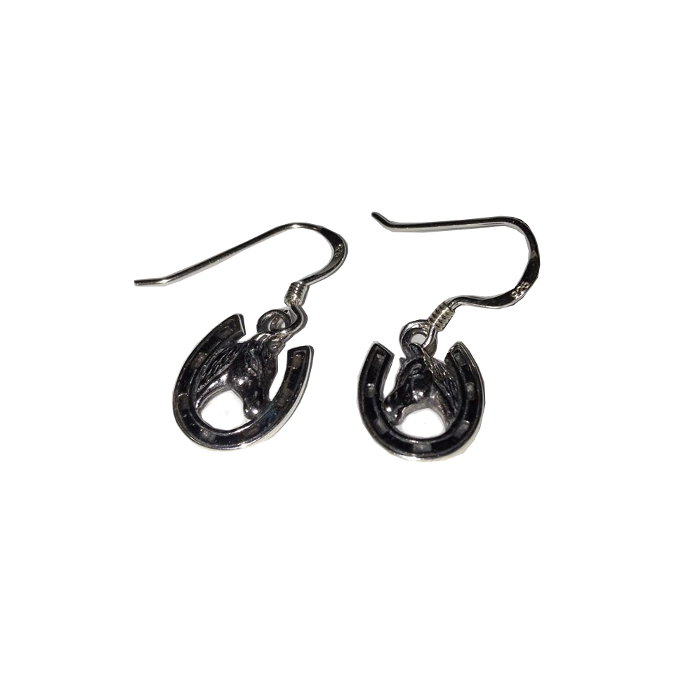Thumbnail: STERLING SILVER  HORSE SHOE HEAD EARRINGS