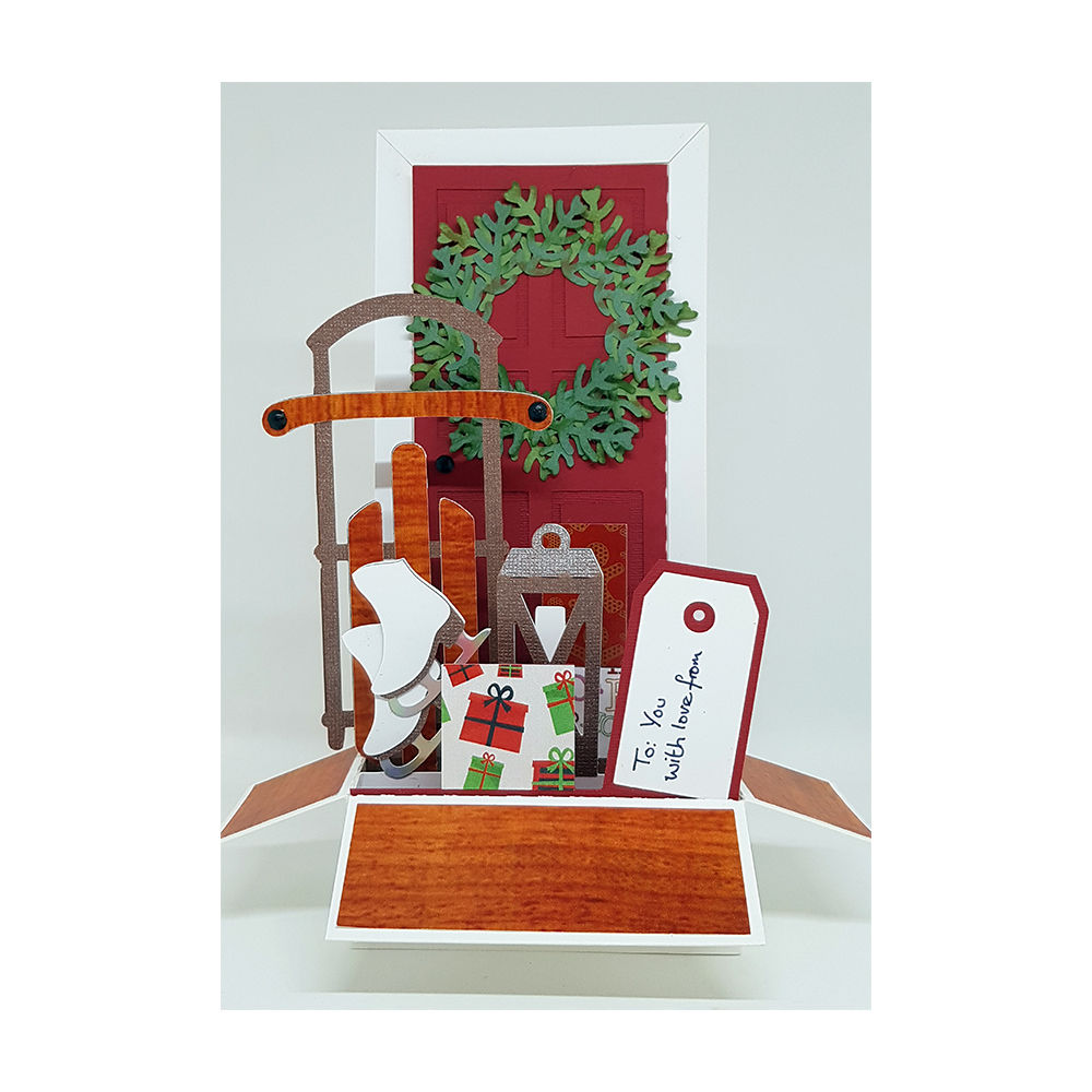 Front Door at Christmas Time 3D Box Card Front