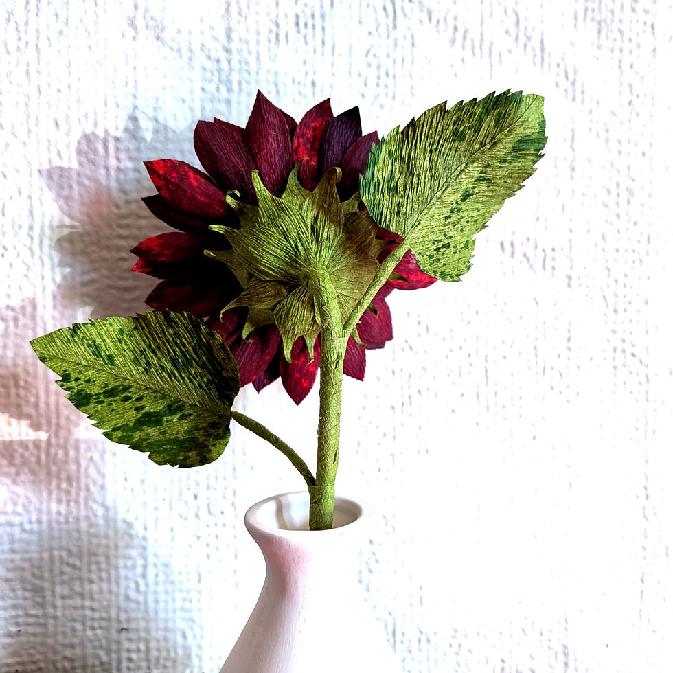 Mini Crepe Paper "Red Sun" Sunflower back