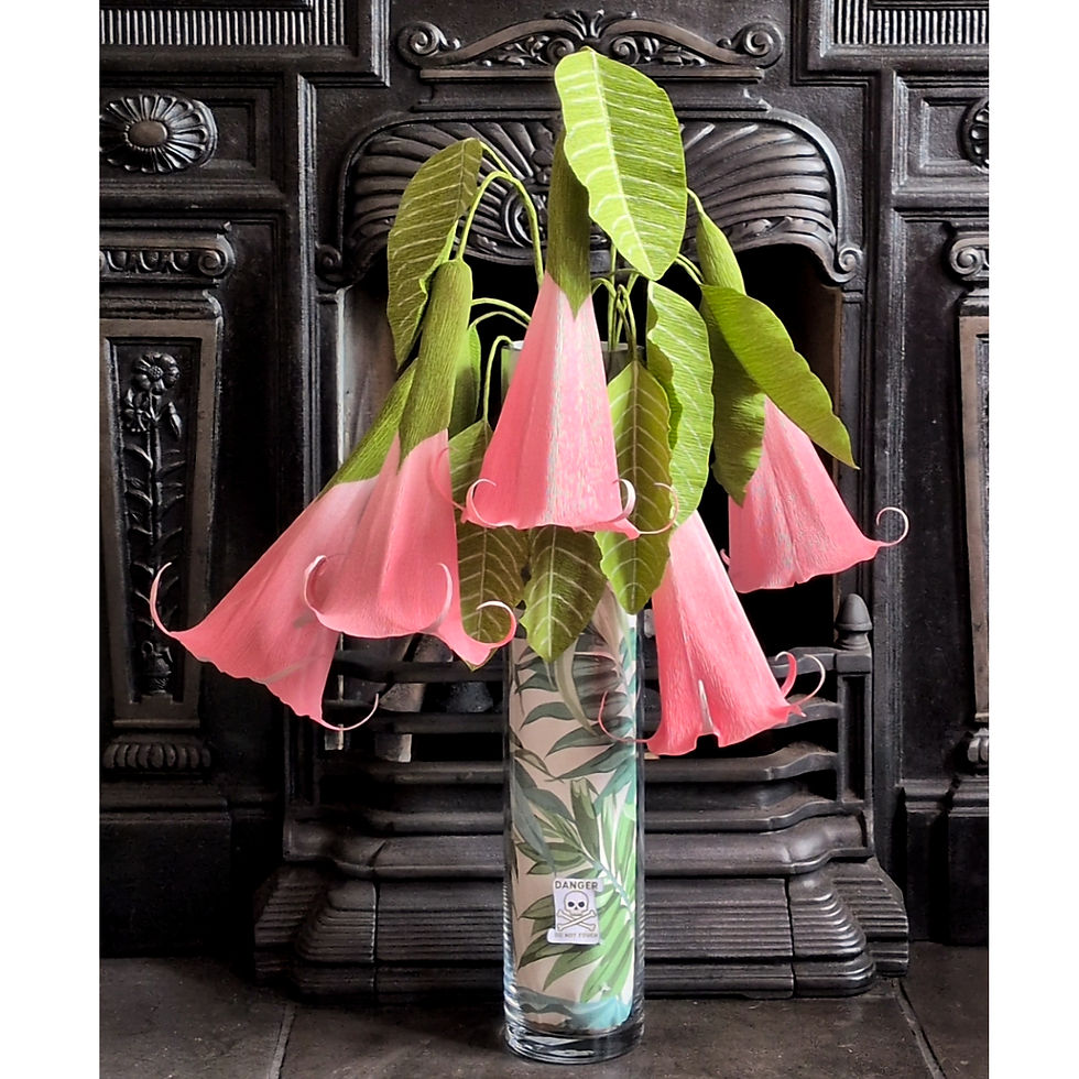 Crepe Paper Brugmansia Arrangement in a glass vase