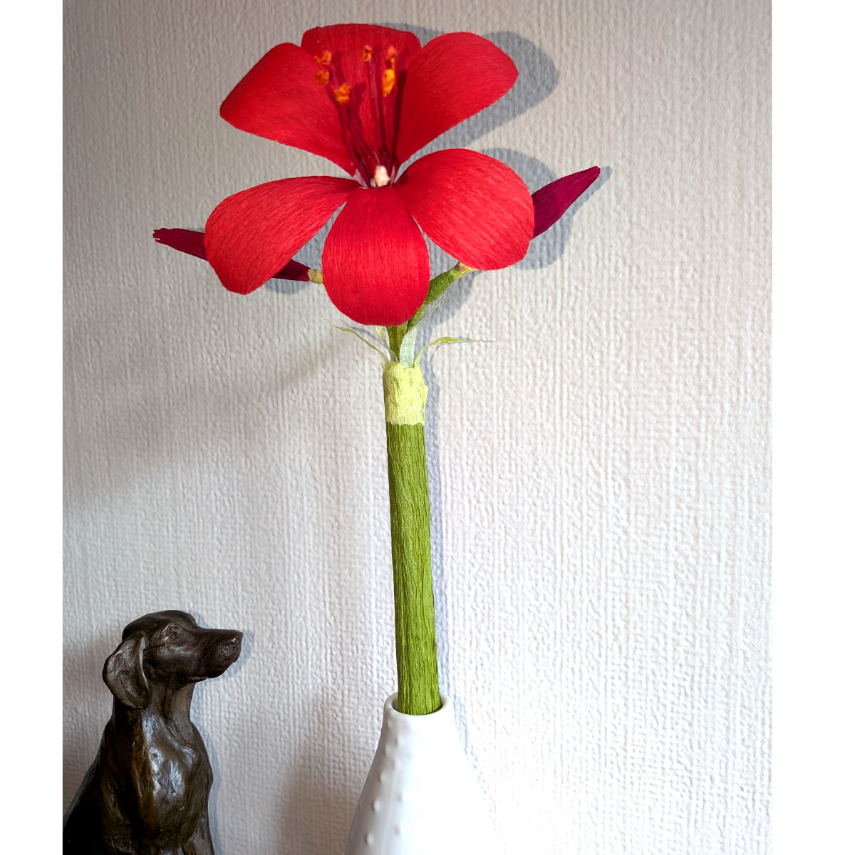Mini Crepe Paper Red Amaryllis Front view