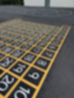 Playground surface with bright thermoplastic markings for schools in the South West