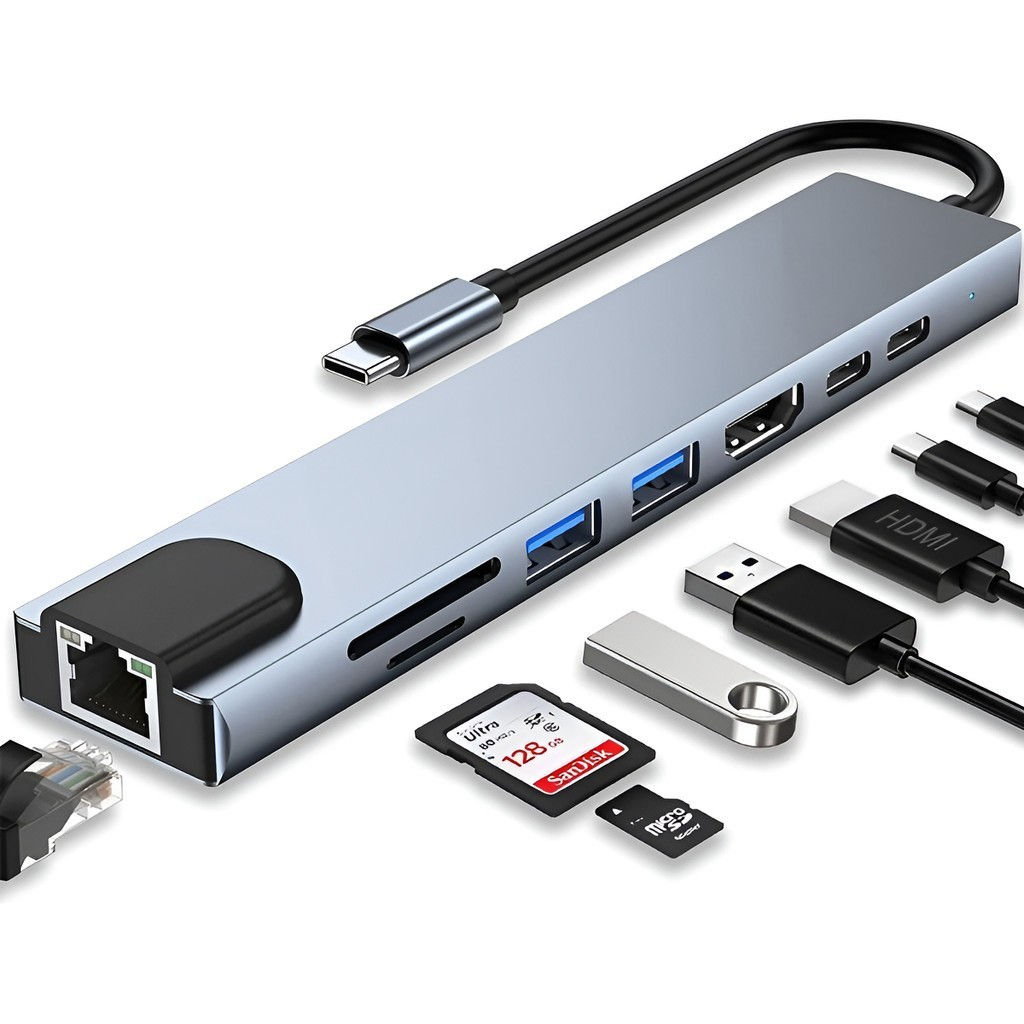 Hub USB 3.0 Lemorele 8 Portas Velocidade até 5Gbps Compatível Com Laptops Desk
