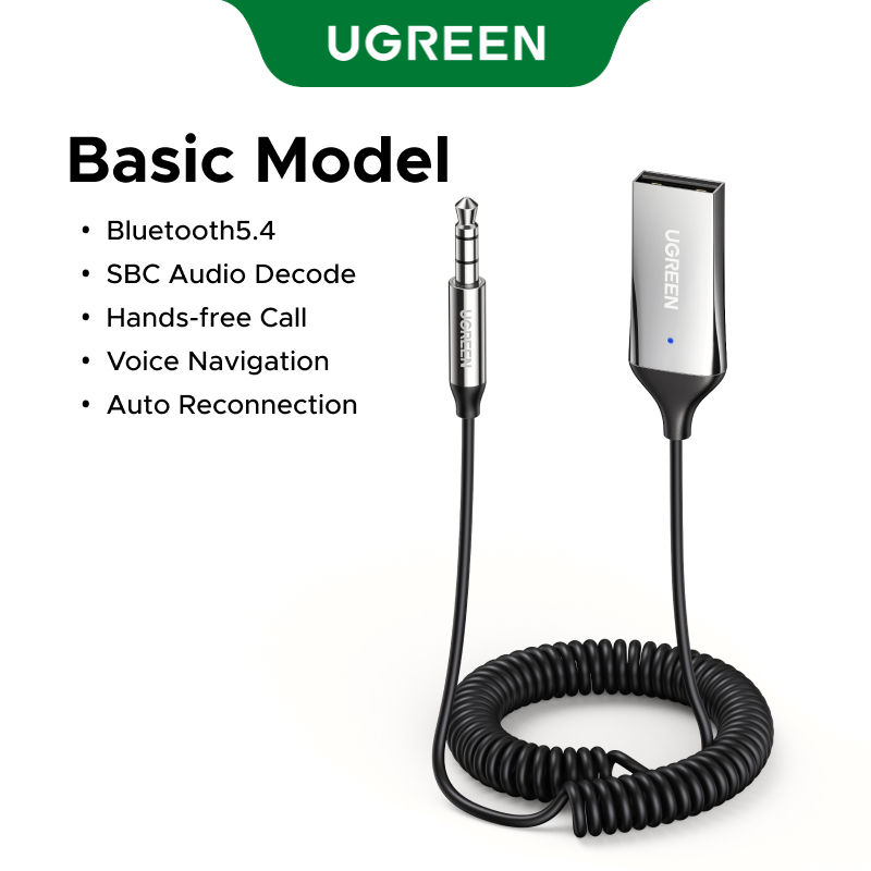 サムネイル： UGREEN Bluetooth 6.0 5.4  Aux Wireless Car Bluetooth USB to 3.5mm Jack Audio Mic
