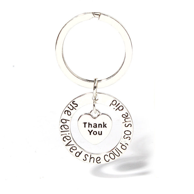 Thumbnail: Sale New Round Lettering Alloy Keychain Pendant Custom Font Thanksgiving Gift