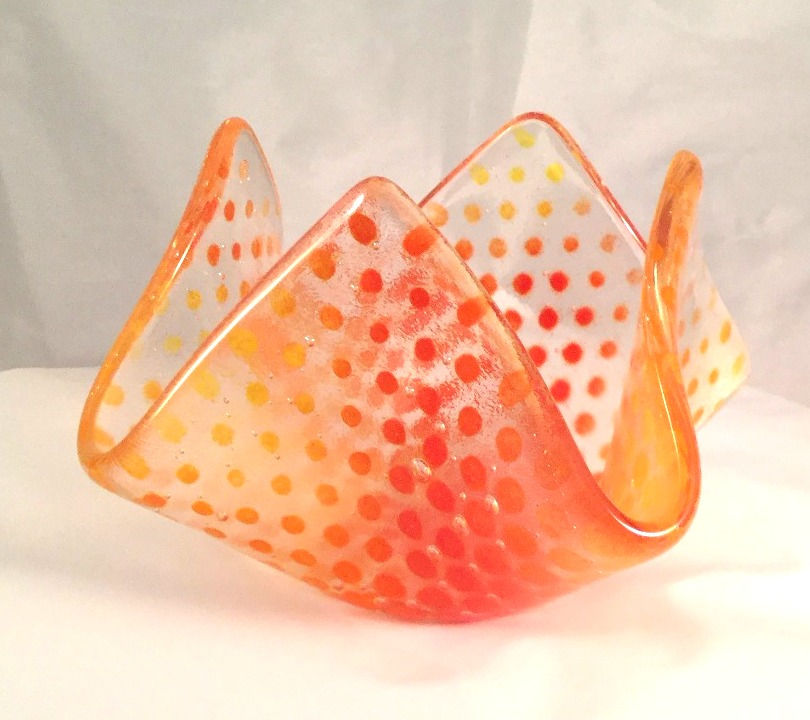CH2 orange dotty candleholder