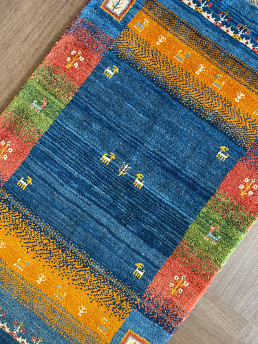 ギャッベ ペルシャ絨毯 120x80cm 玄関マット 手織り ラグ 絨毯