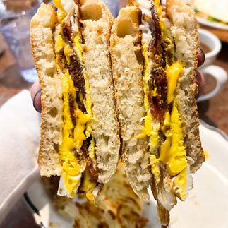 inside of a breakfast sandwich at jessica's diner in whitewater wisconsin