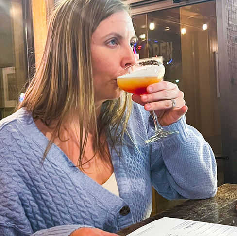 girl drinking cocktail at second salem brewing in whitewater wisconsin