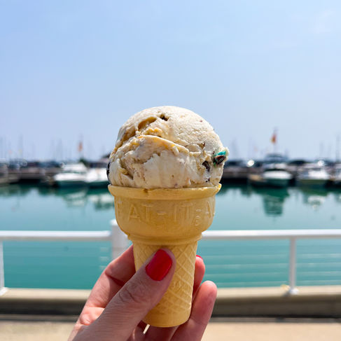 ice cream cone at dockside deli in port washington wisconsin