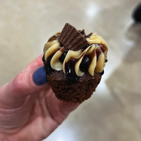 mini chocolate cupcake with frosting between the bluffs frothbite and bites festival la crosse wisconsin