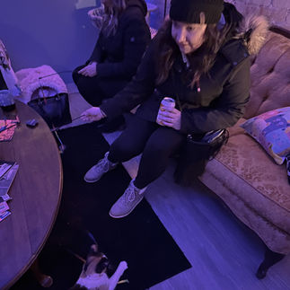girl playing with cat in cat cafe whitewater wisconsin