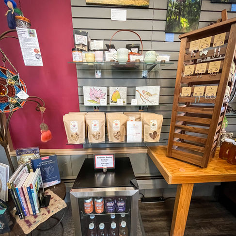 snacks for sale and jewelry for sale at the book teller in whitewater wisconsin