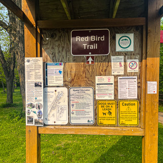 red bird trail sign at high cliff state park in sherwood wisconsin near lake winnebago