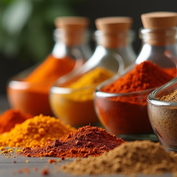 Close-up view of premium spices in clear containers