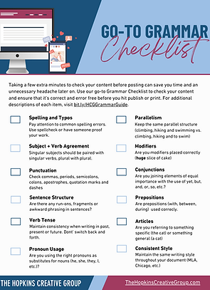Go-To-Grammar Checklist, a downloadable PDF.