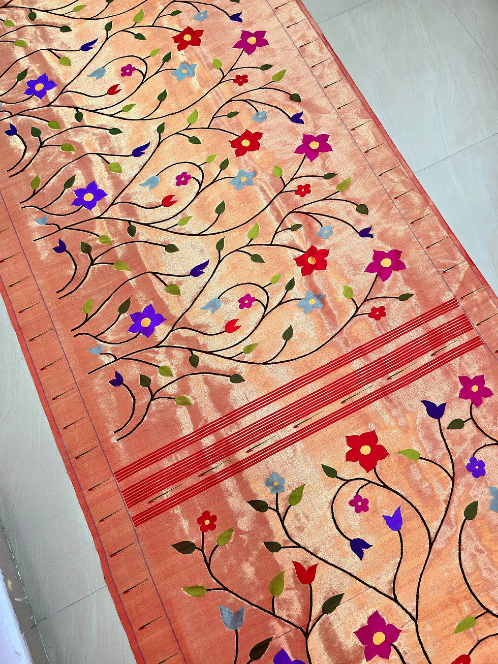 Peach Blossom Paithani Silk Saree
