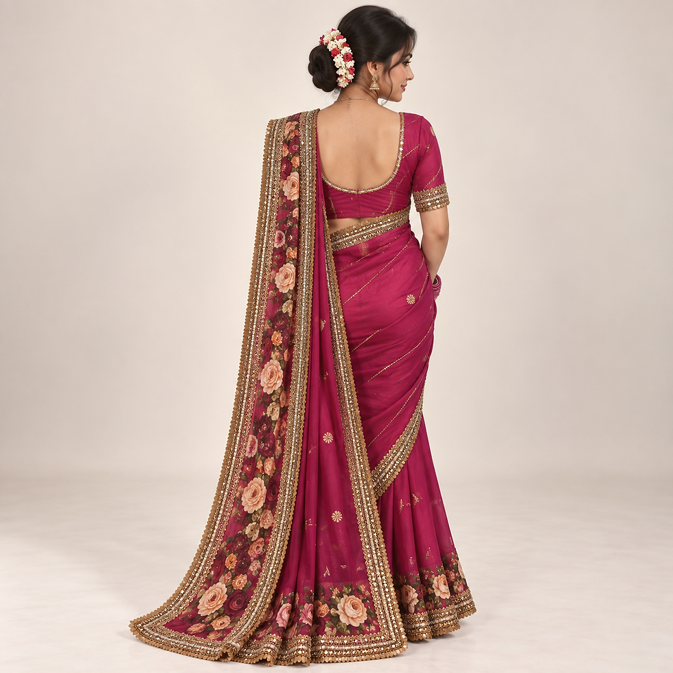 Thumbnail: The Fuchsia Flora Border Saree