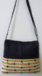 Thumbnail: Black Cotton Sling Bag with multi color embroidery