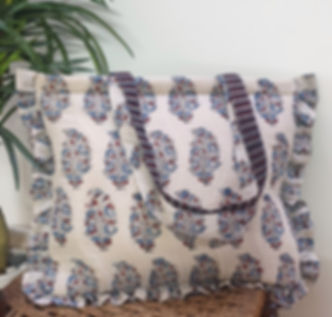 Cotton Hand Block Printed Quilted Tote Bag