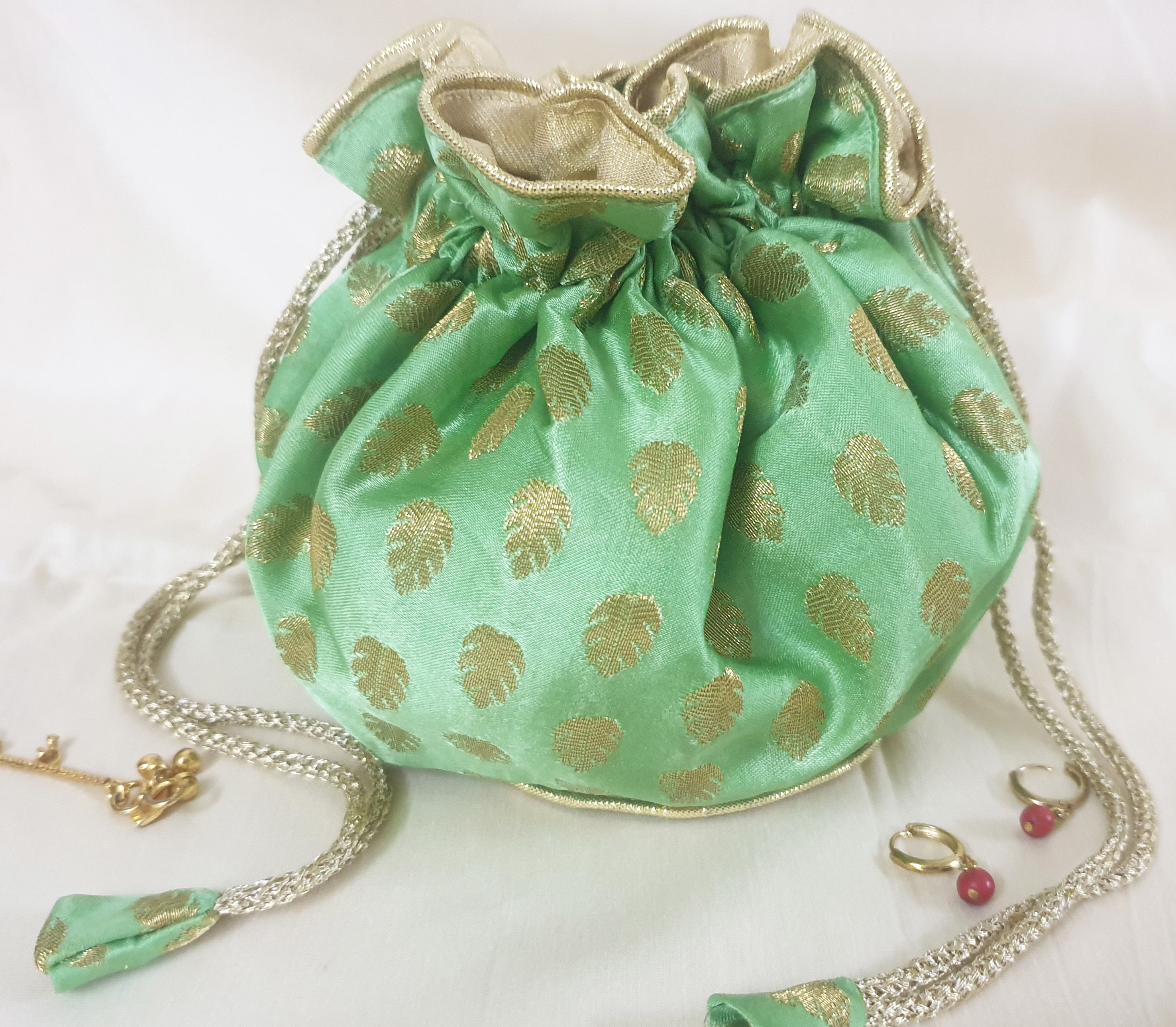 Pistachio Green Jewellery cum travel pouch