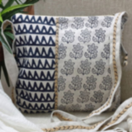Linen Hand Block Printed Sling Bag