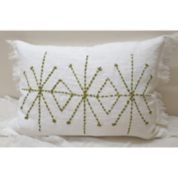 Prewashed Hand Embroidered Linen Throw Pillow