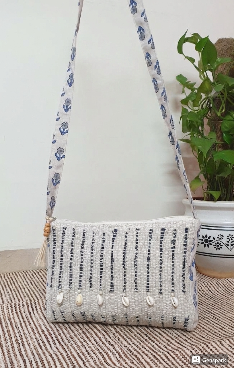 Thumbnail: Blue Floral Print Chindi Bag