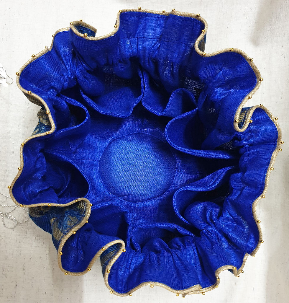 Thumbnail: Chanderi Classic Blue Jewellery cum travel pouch