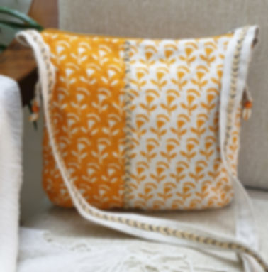 Linen Hand Block Printed Sling Bag