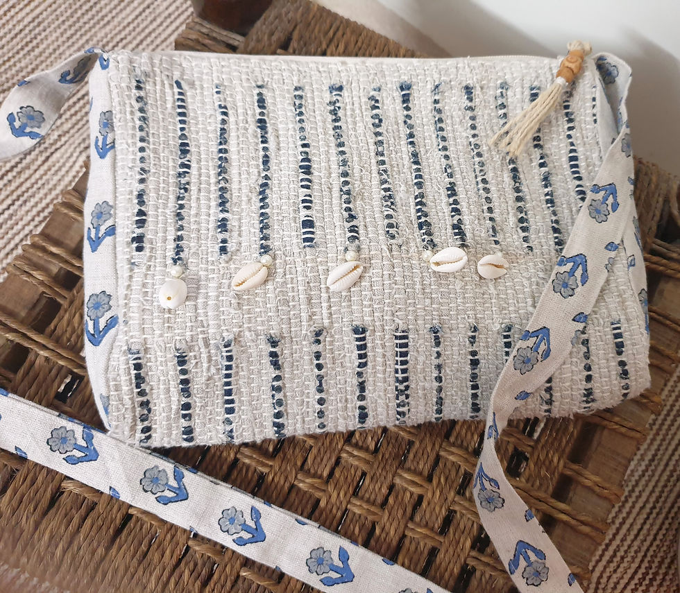 Thumbnail: Blue Floral Print Chindi Bag