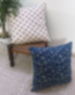 Thumbnail: Cotton Reversible Blue Hand Block Printed Cushion Cover