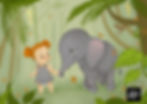 child with elephant digital illustration