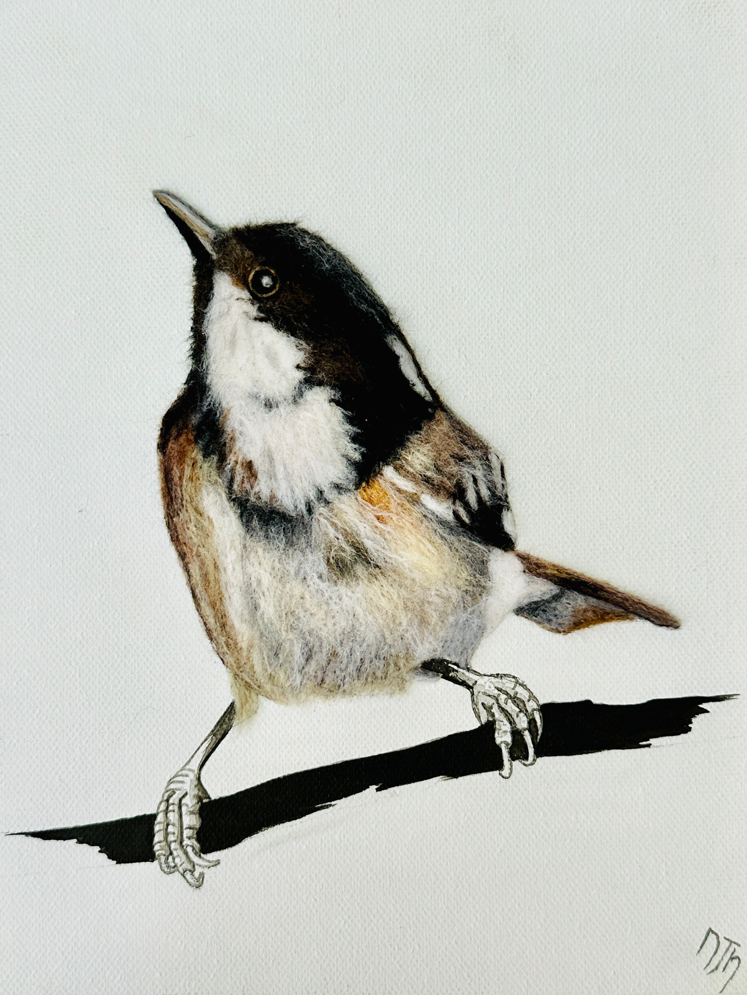 Coal Tit Wool Painting