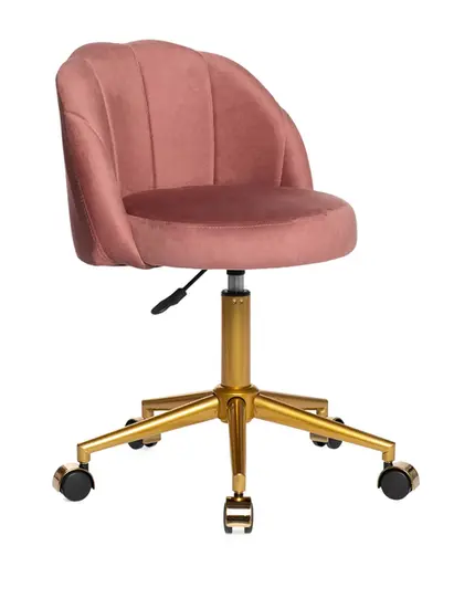 Cadeira giratória estofada rosa e dourada