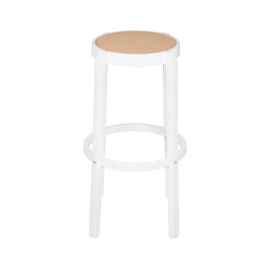 Banqueta branca com assento bege