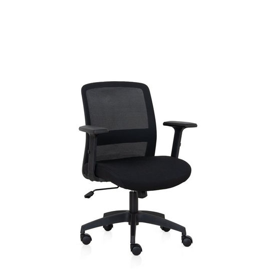 Cadeira giratória estofada preta para escritório